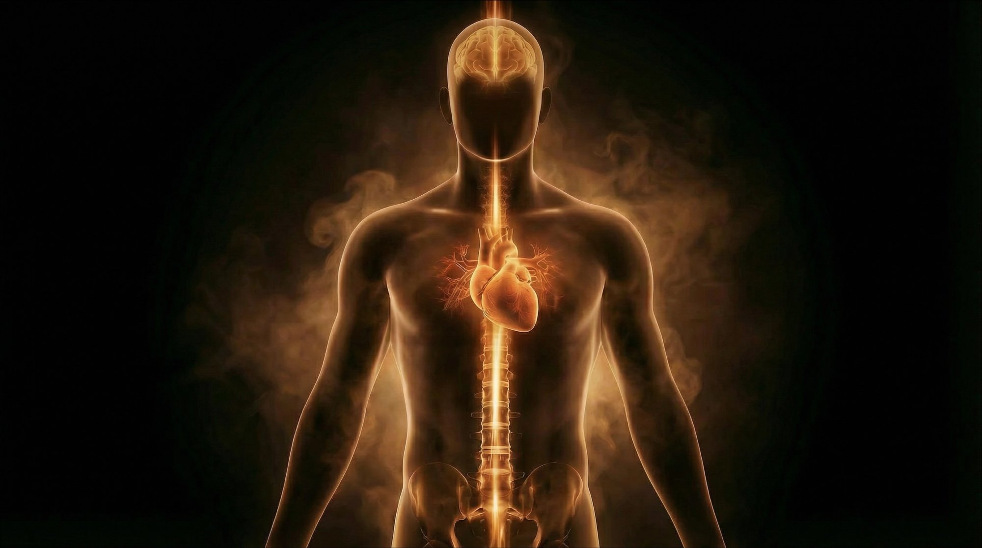 Nervous system illuminated in copper light