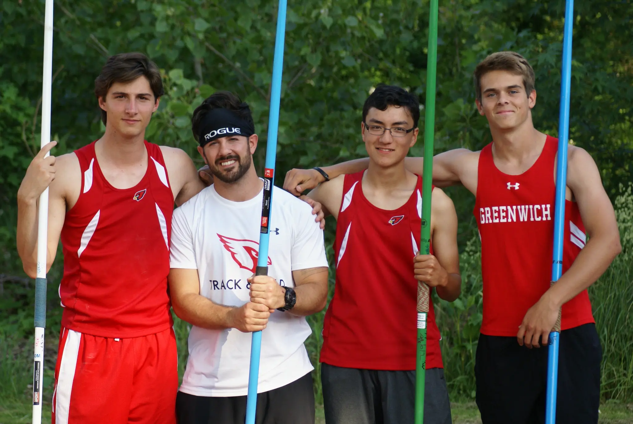 Eric with Greenwich High School javelin athletes